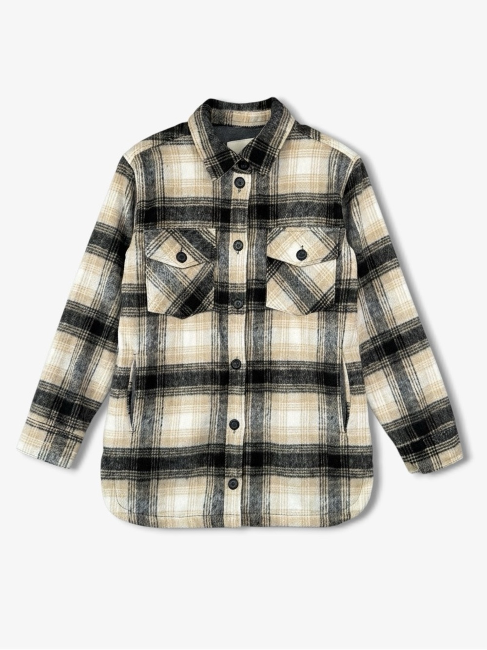 Thread & Supply Shirt Jacket Black Tan Plaid S Lined Shacket Cabincore Outdoor